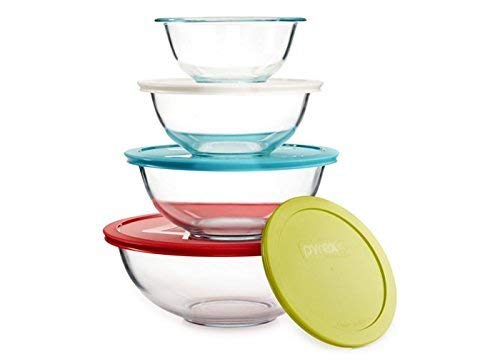 Pyrex 8-piece Mixing Bowl Set with Colored Lids