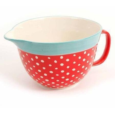 The Pioneer Woman Flea Market 2.83-Quart Batter Bowl with Decal, Red Polkadot (1)