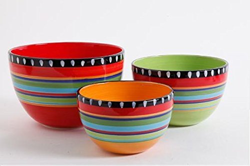 Ge Pueblo Springs 3pc Bowl Set, Durastone Giftboxed, Mixing Bowls