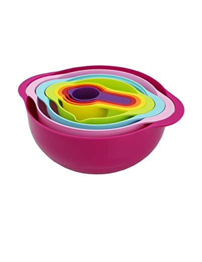 Mixing Bowls Set With Measuring Spoon Cups And Sieve Colander, Stackable Storage Nesting Bowls , 8 pcs, Colorful