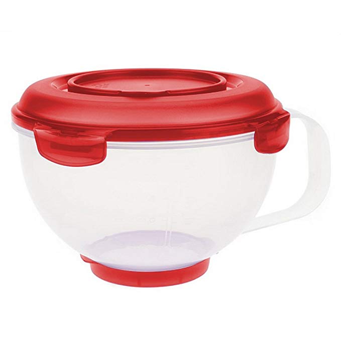 LOCK & LOCK 12.5 Cup Mixing Bowl with Side Measurements, Red