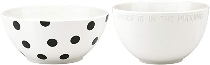 KSNY All in Good Taste Deco Dot Dw Mixing Bowl, White, Set of 2