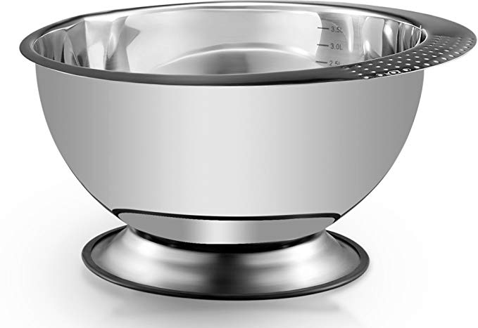 Stainless Steel Kitchen Bowl Large 3.5 Quart Capacity for Mixing, Salads, Baking, BBQ by Pro Chef Kitchen Tools