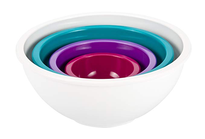 Zak Designs Caribea 4-Piece Mixing Bowl Set, Assorted Bright Colors