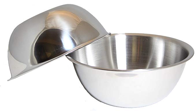 SET OF 2, Large 13-Quart Heavy-Duty Deep Stainless Steel Flat Base Mixing Bowl Bowls