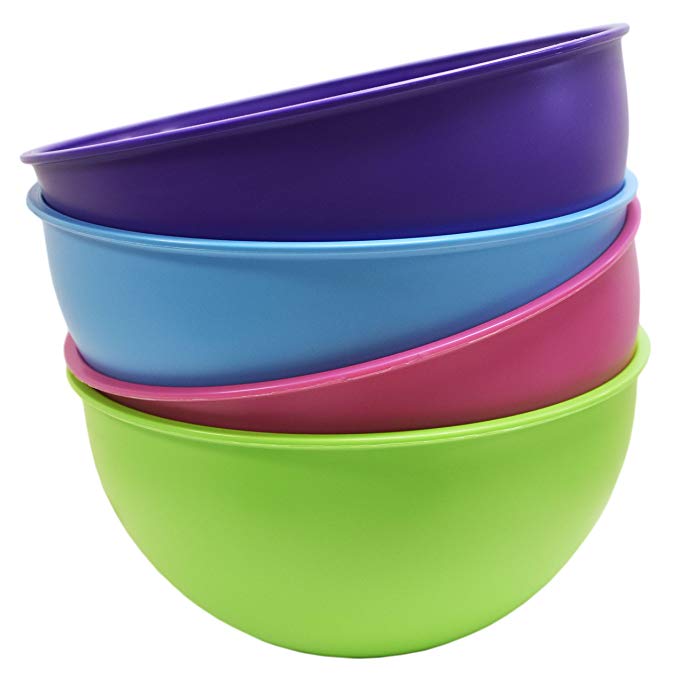 Set of 4 Bright & Beautiful Prep Bowls! Pink, Green, Purple, Blue - BPA Free - Dishwasher Safe - 84.5 FL OZ - 8.25