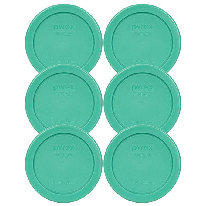 Pyrex 7202-PC 1 Cup Green Round Plastic Replacement Lid - 6 Pack