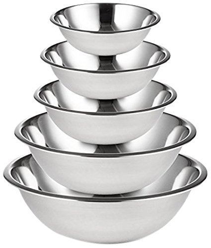 Culinary Depot Mixing Bowls Stainless Steel (Set of 5) Polished Mirror Finish Nesting Bowls ¾, 1 ½, 3, 4, and 5 Quart - Cooking Supplies