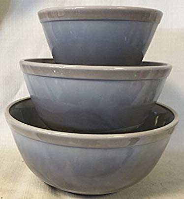 Nesting Mixing Bowl 3 Piece Set Mosser Glass American Made (Smoked Granite)