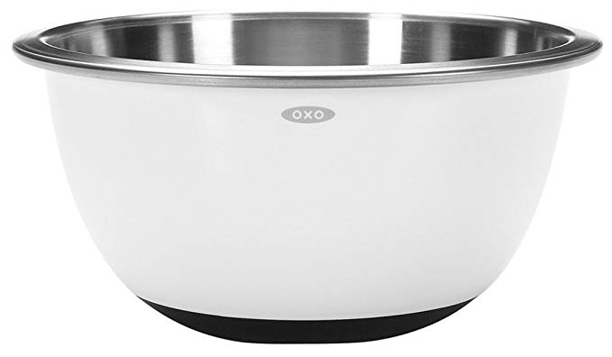 OXO Good Grips 3-Quart White Stainless Steel Mixing Bowl