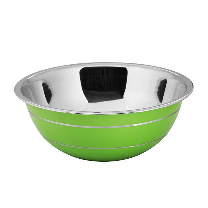 Kosma Stainless Steel Mixing Bowl | Salad Bowl in a vibrant Green colour exterior and Mirror Finish Interior | Serving Bowl - 22cm (2 Litres)