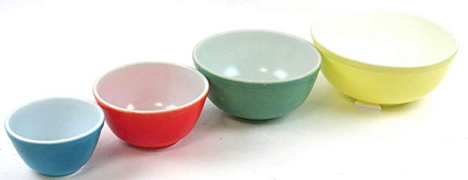 Vintage Pyrex Primary Colors Mixing Bowl Set - Blue, Red, Green, Yellow