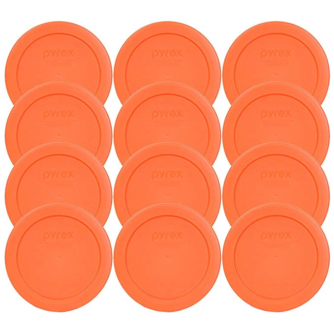 Pyrex 2 Cup Orange Round Storage Lid/Cover #7200-PC for Glass Mixing Bowls-12 Pack