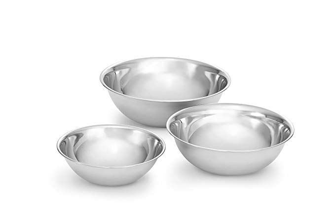 Artisan 3-Piece Nesting Stainless Steel Mixing Bowl Set with 3, 5, and 8-Quart Capacities