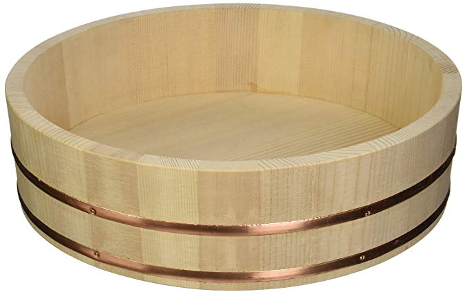 Happy Sales HSRT-WD14B Wooden Sushi Oke Hangiri Mixing Bowl, 14