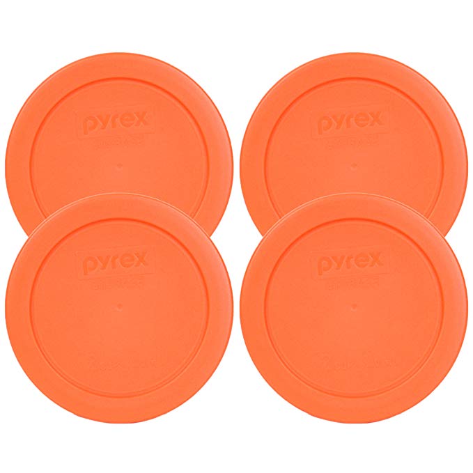 Pyrex 7200-PC Round 2 Cup Storage Lid for Glass Bowls (4, Orange)