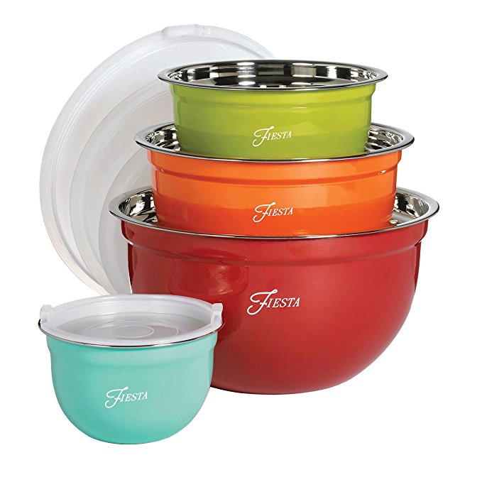 Fiesta 8 Piece Mixing Bowl Set with Lids, Mixed