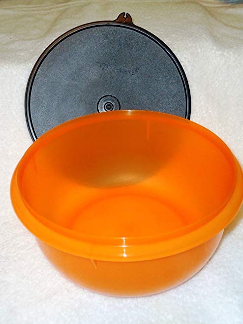 Tupperware 12 Cup Mixing Bowl Orange with Black Seal